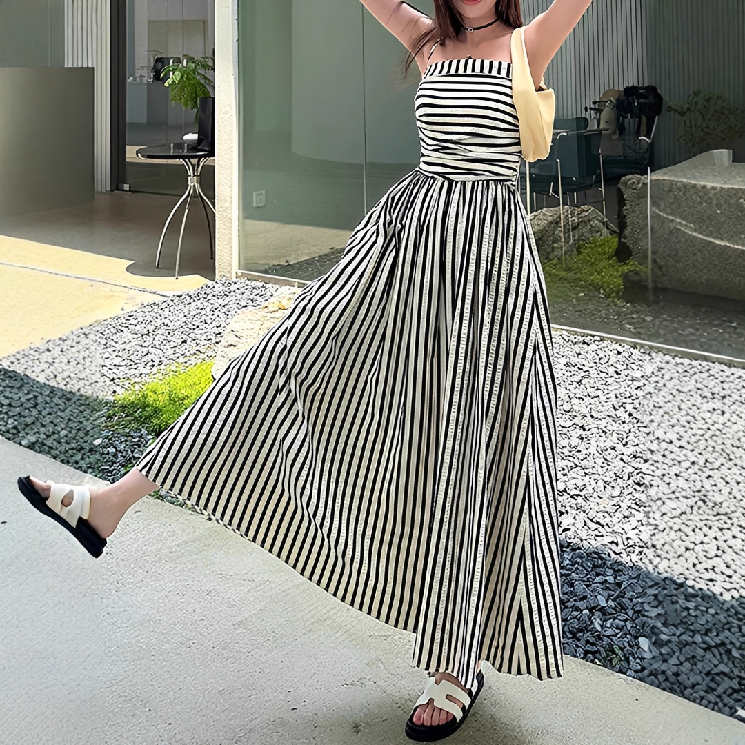 Cindy - Élégante Robe Maxi à Rayures