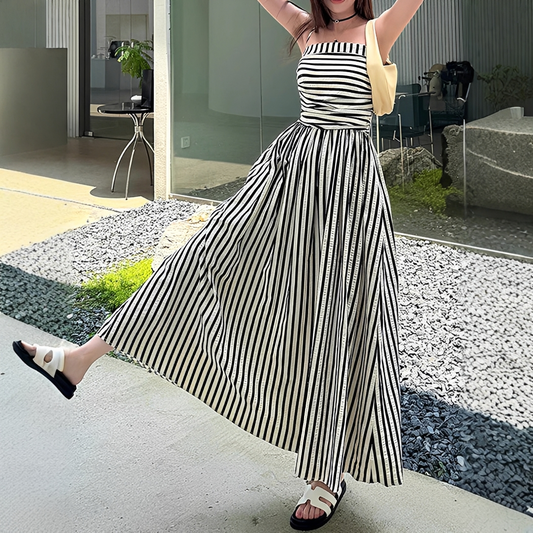 Cindy - Élégante Robe Maxi à Rayures