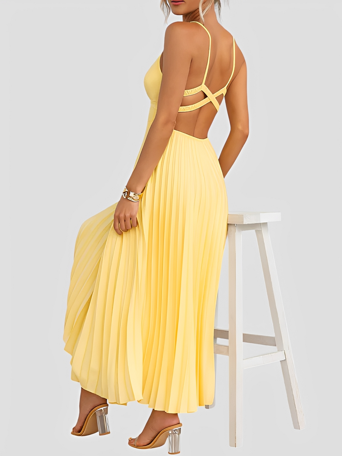 Anjanae - Robe Chic avec Plis et Décolleté en V