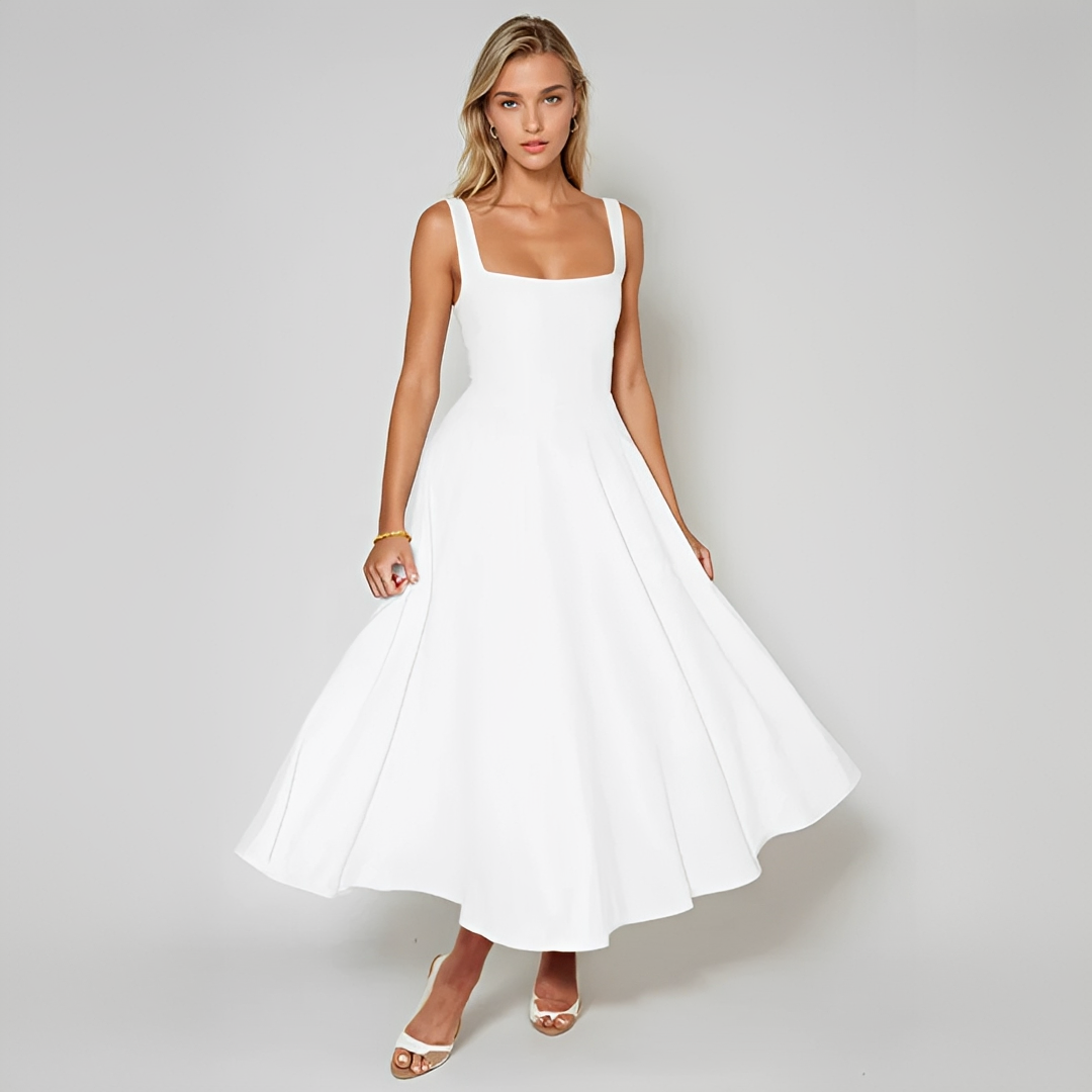 Yarabelle - Robe Midi Élégante à Bretelles