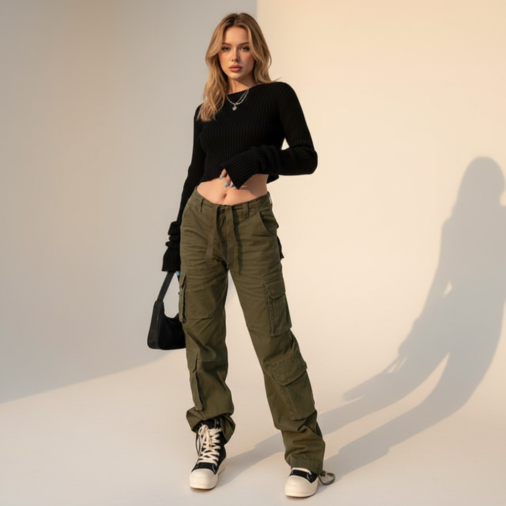 Kamley - Pantalon Cargo Évasé et Moderne