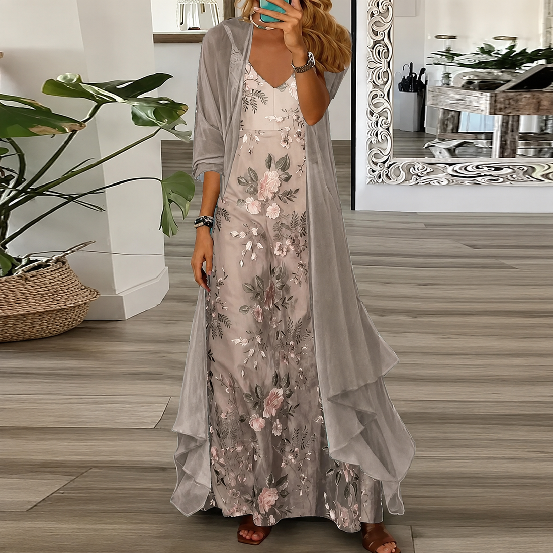 Derivia - Robe Maxi Sophistiquée en Deux Parties