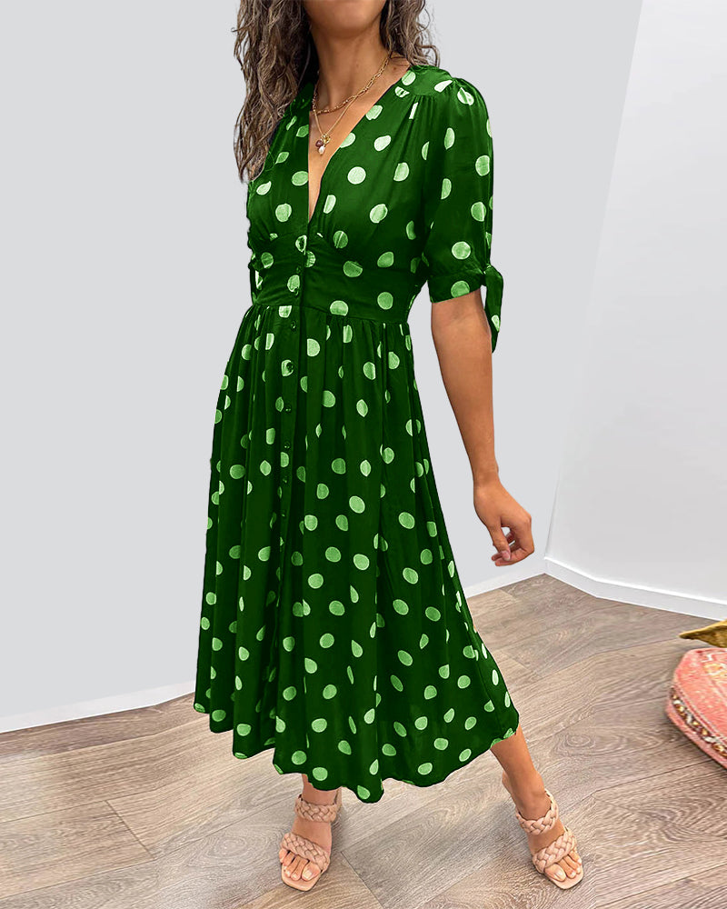 Penelope - Robe midi pour dame avec imprimé à pois