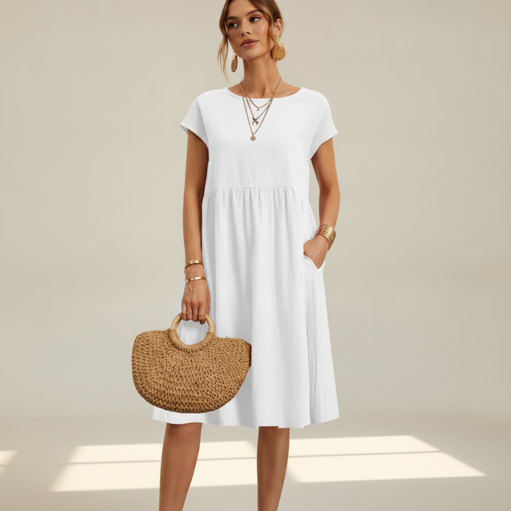 Nubia - Robe Midi Élagante à Col Rond