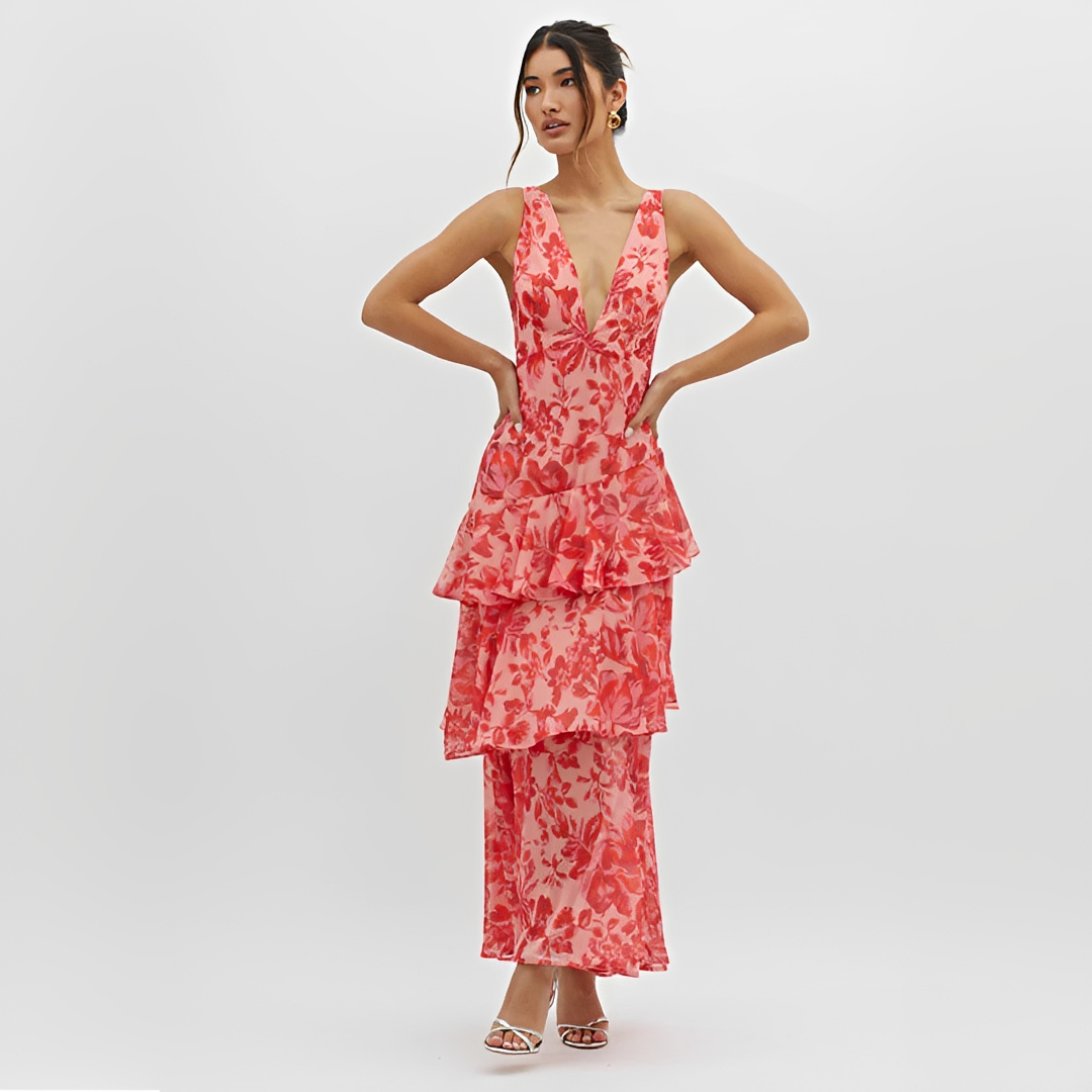 Faye - Robe Fluide avec Dos Ouvert et Col V Élégante