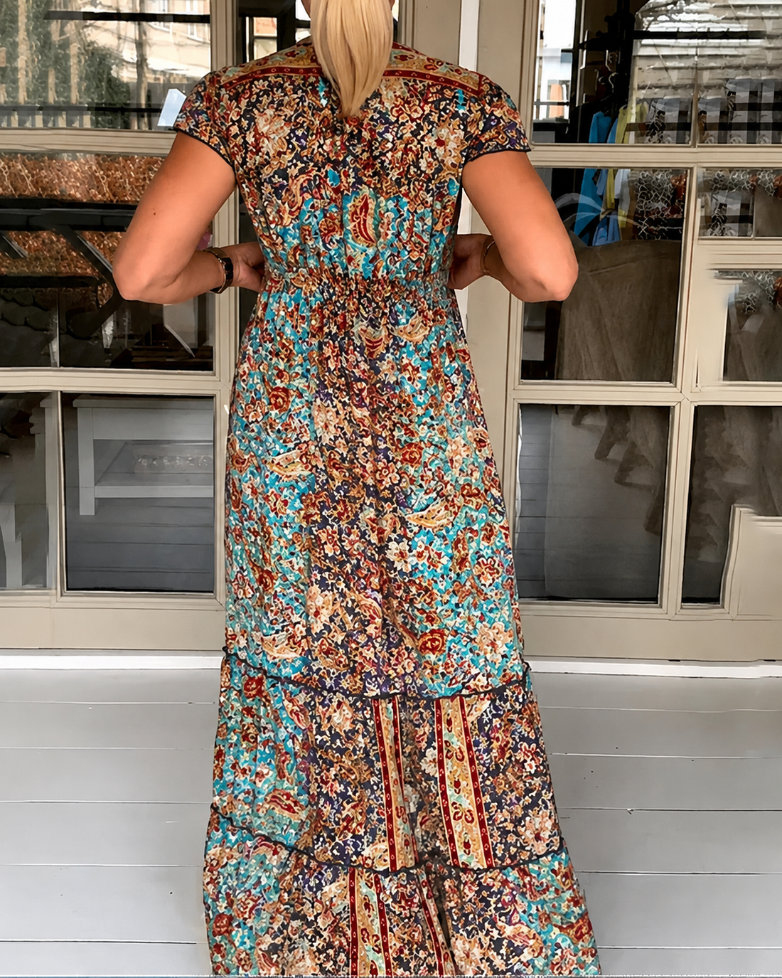 Calneshia - Élégante Robe Maxi à Col V