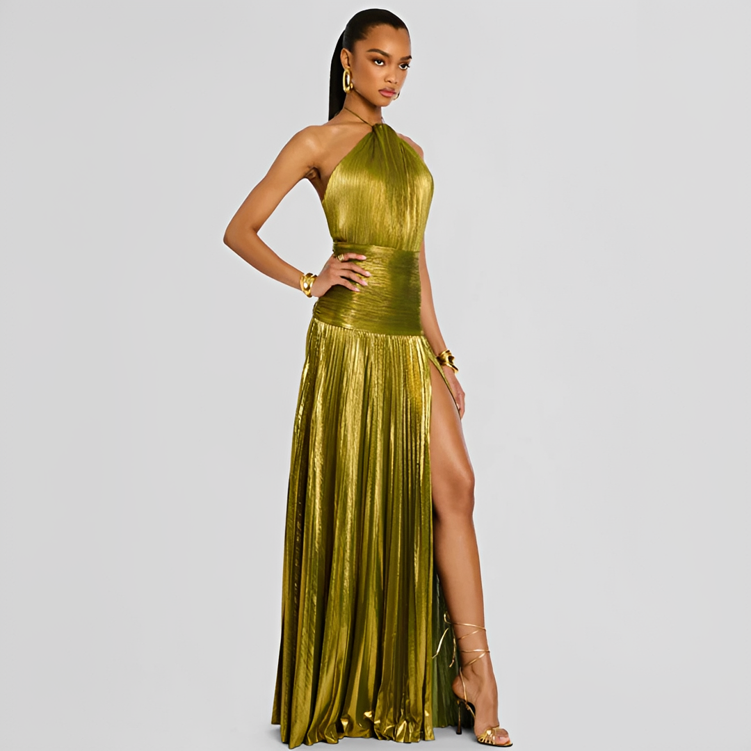 Naira - Robe Élégante à Plis avec Découpe