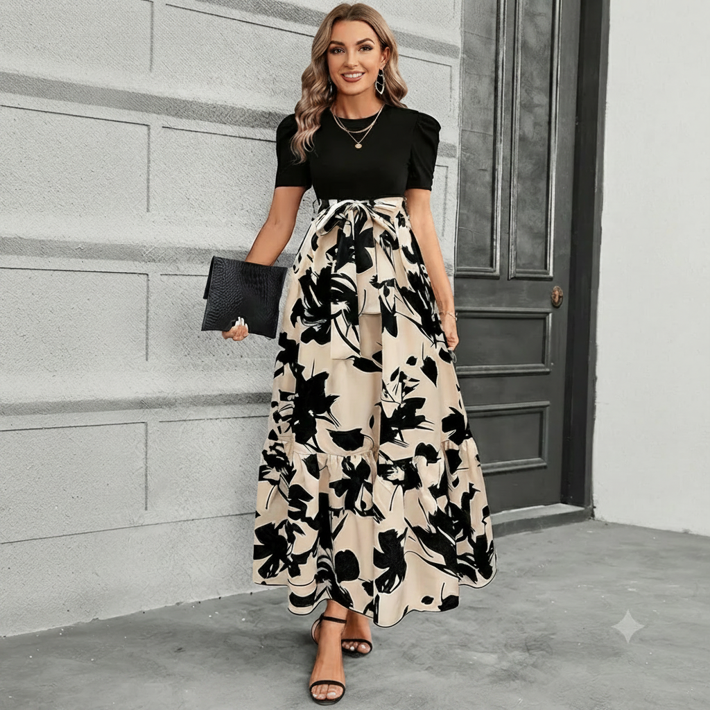 Astrid - Robe Jupe avec Motif Floral Élégant