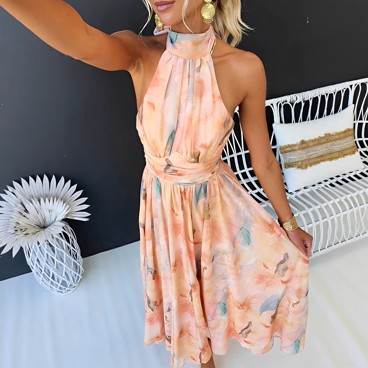 Velma - Robe Tendance Sans Manches avec Dos Ouvert