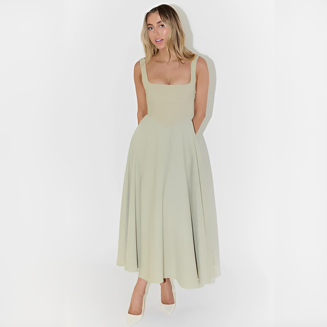 Yarabelle - Robe Midi Élégante à Bretelles