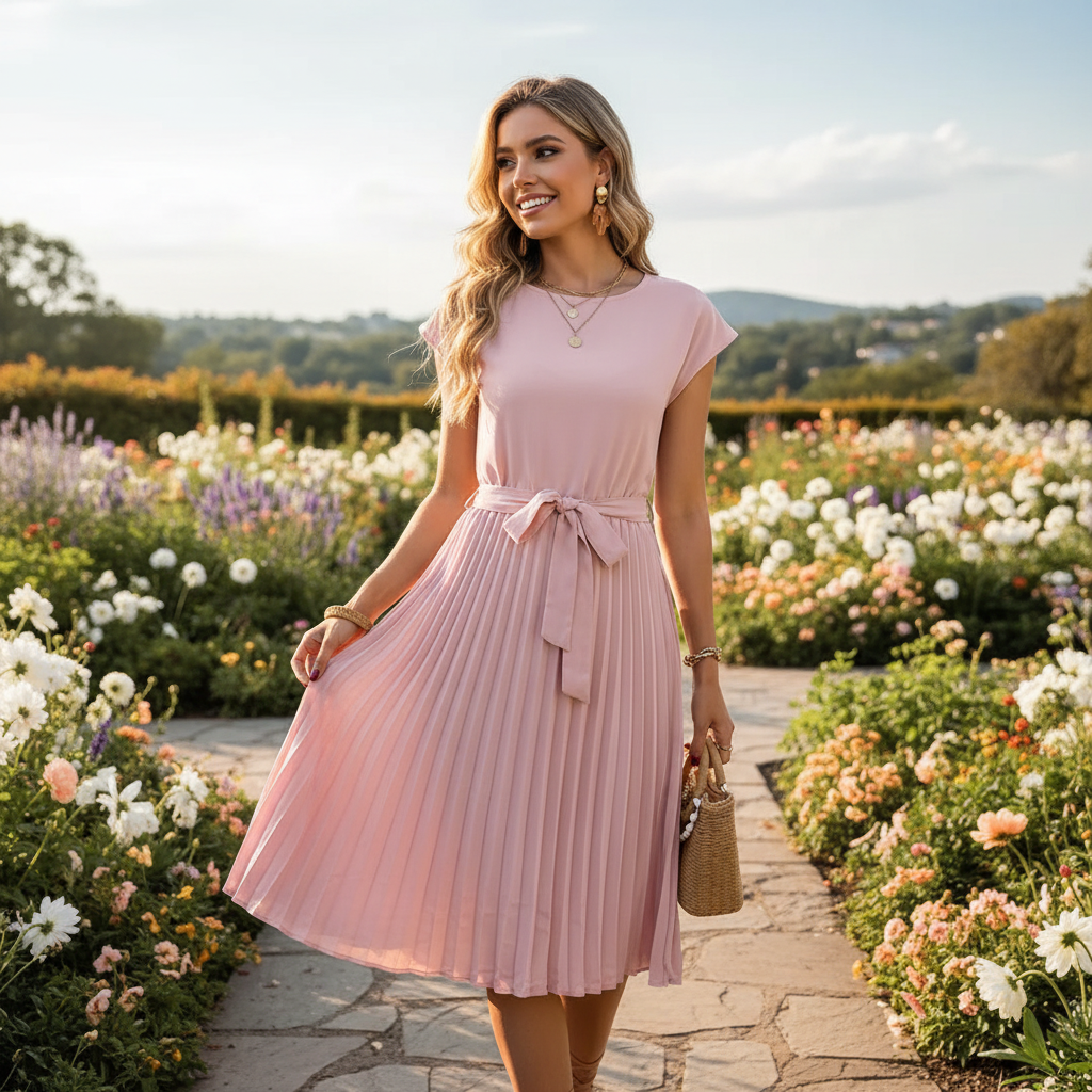 Jelica - Robe Midi Élégante à Plis