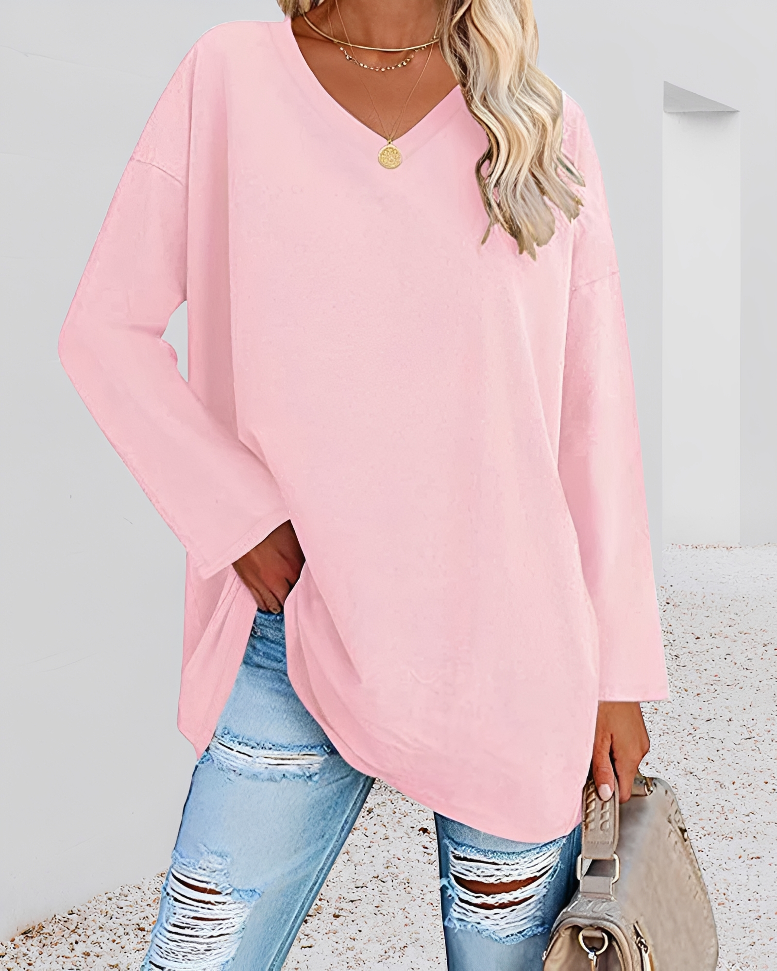Kendra - Blouse ample à col en V élégant