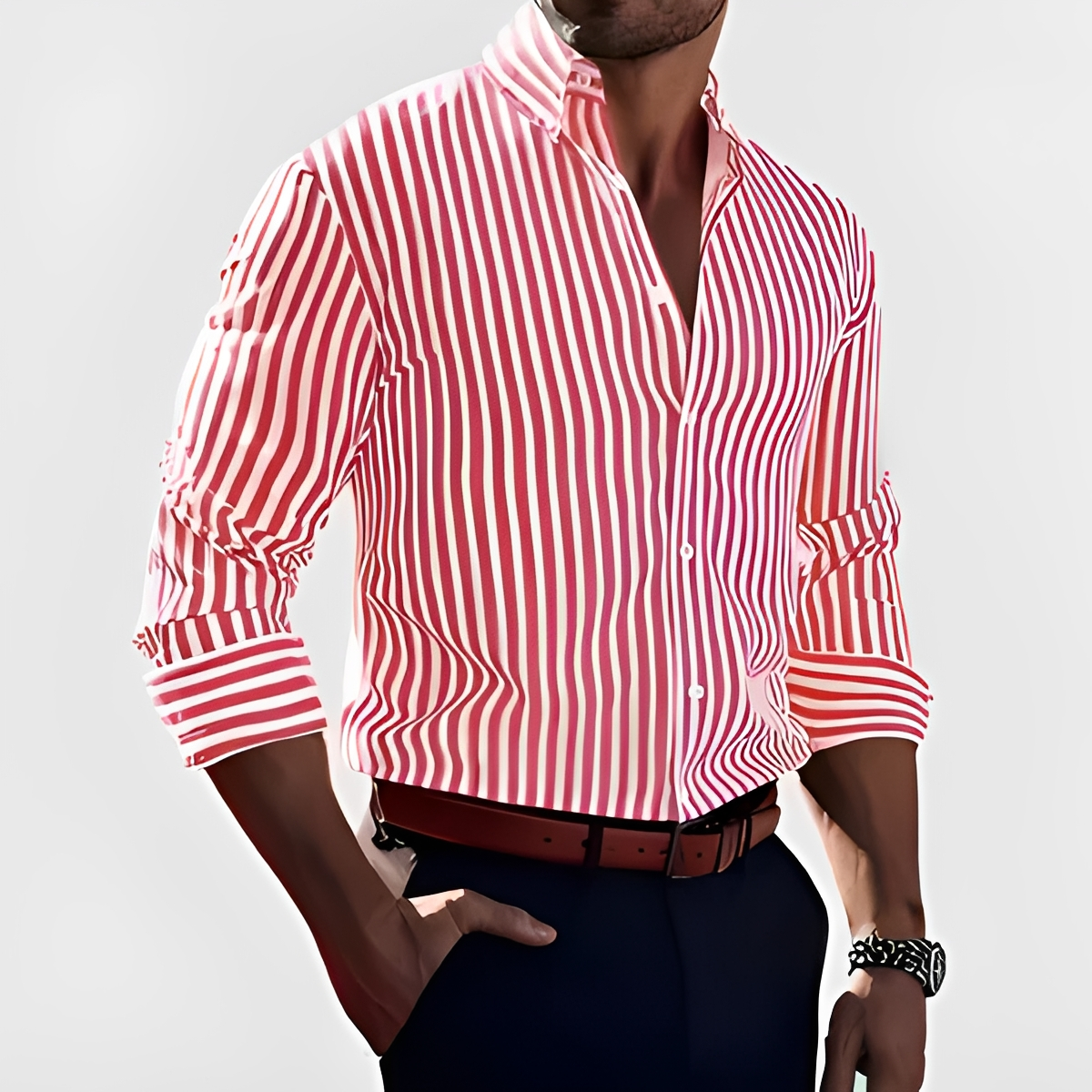 Kelric - Chemise Décontractée à Rayures avec Fermeture à Boutons