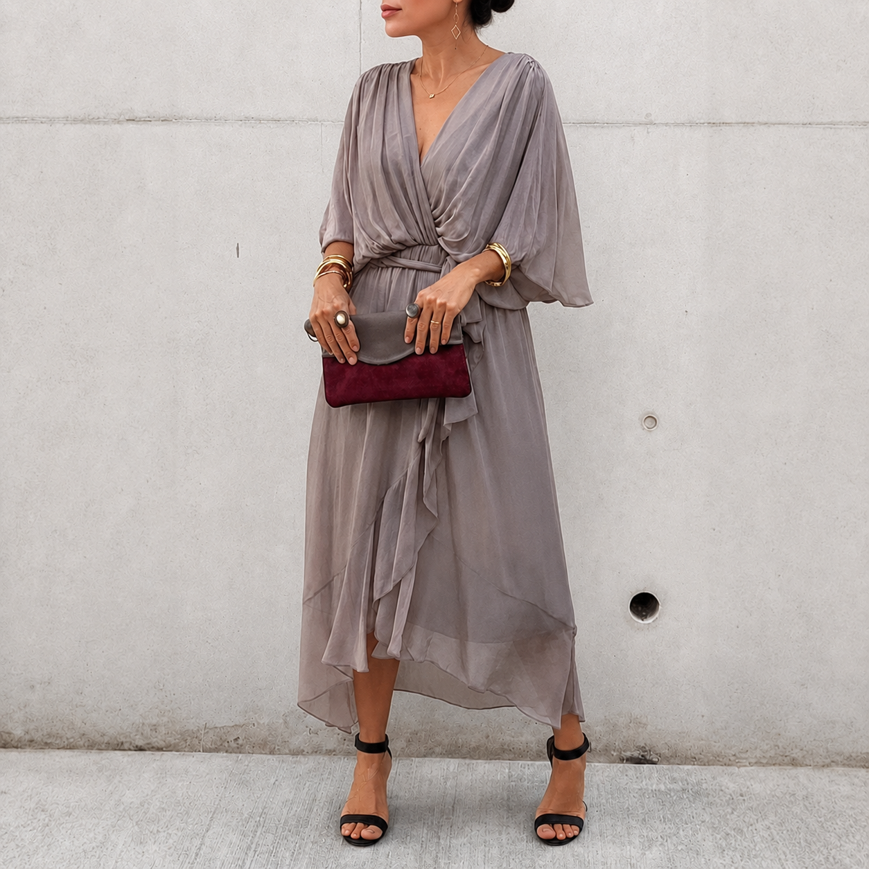 Jescah - Robe Chic avec Grandes Manches