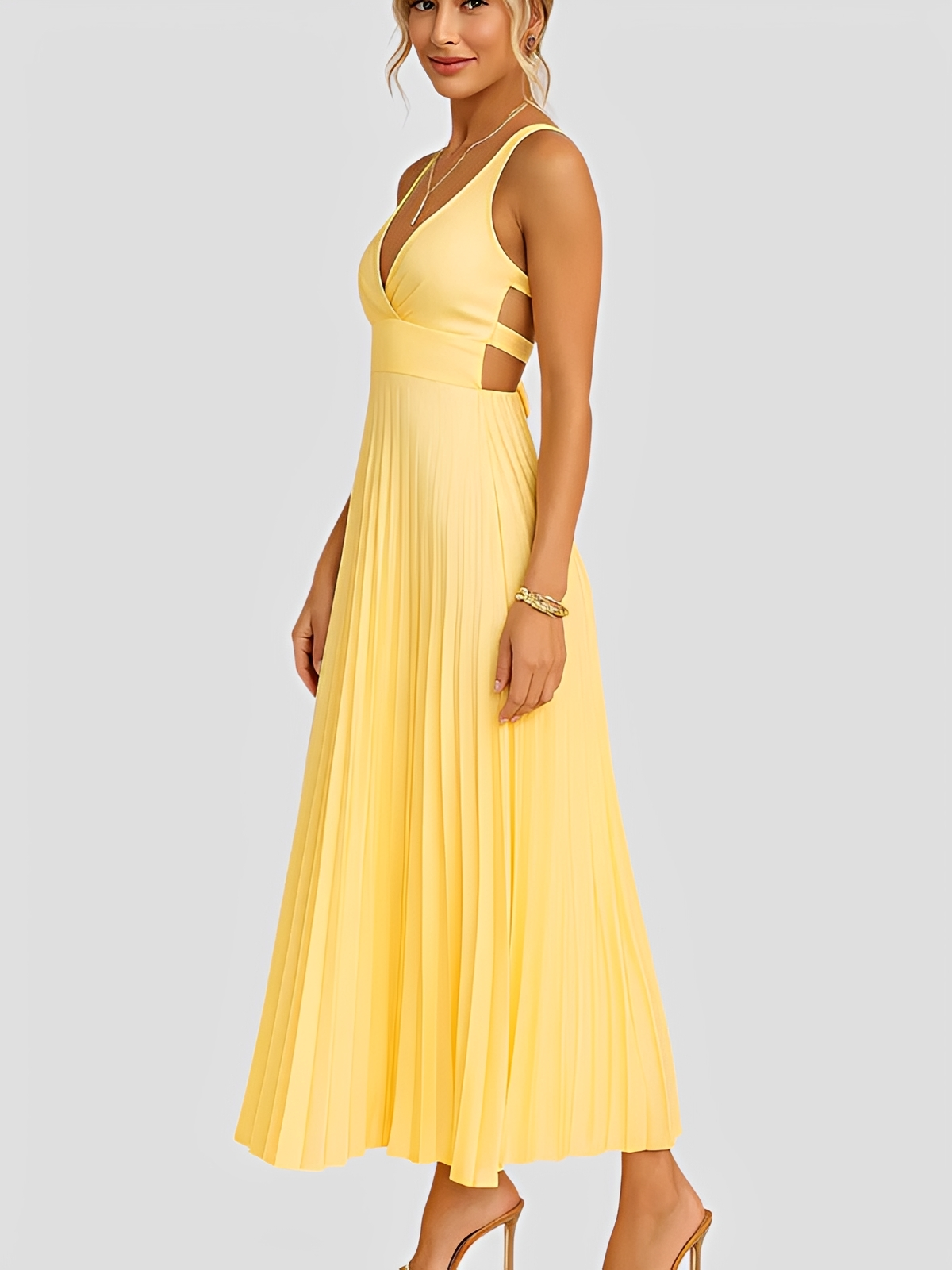 Anjanae - Robe Chic avec Plis et Décolleté en V