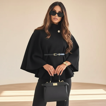 Lindsey - Blazer Minimaliste avec Ceinture et Manches Chauve-Souris