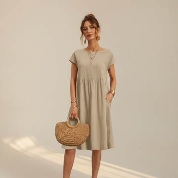 Nubia - Robe Midi Élagante à Col Rond