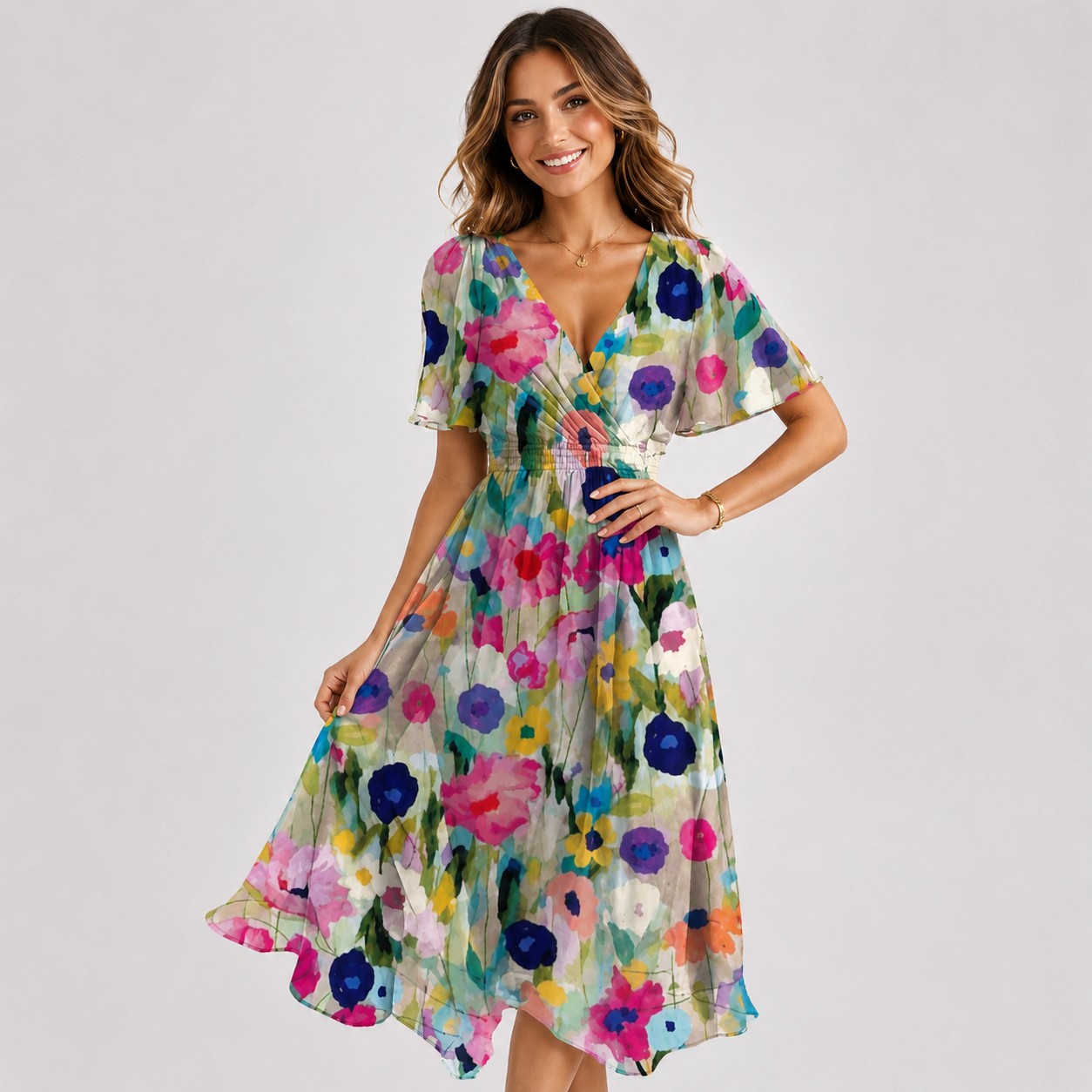Elsinya - Robe Midi Chic et Simple à Porter