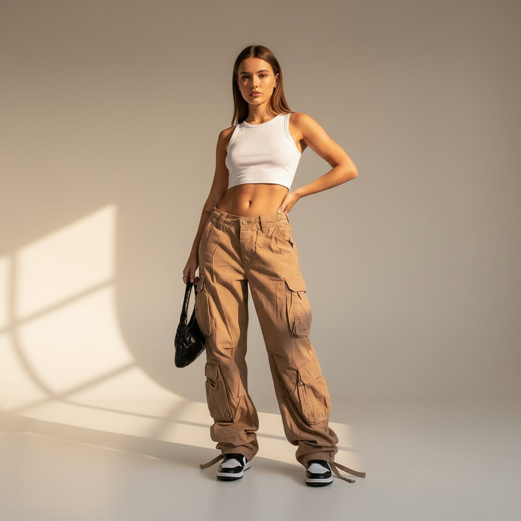 Kamley - Pantalon Cargo Évasé et Moderne