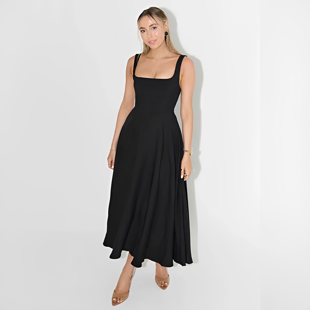 Yarabelle - Robe Midi Élégante à Bretelles