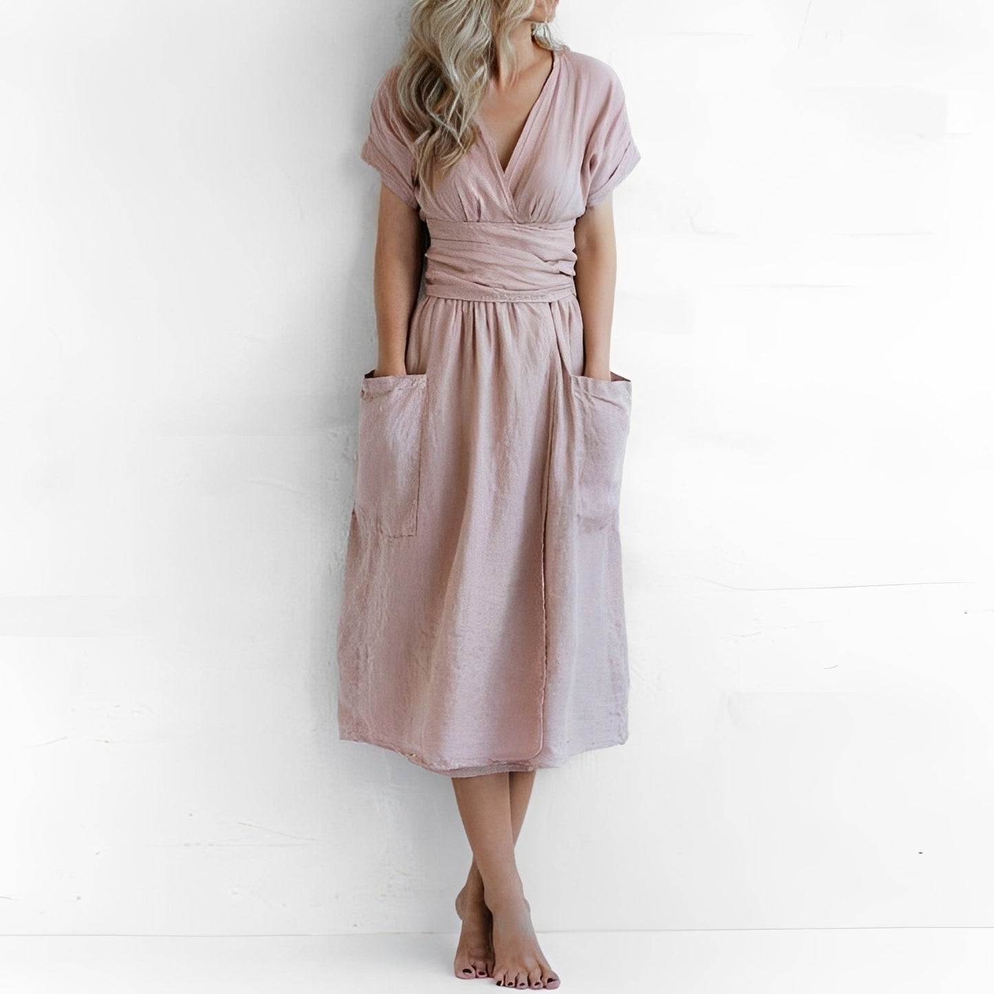 Sasha - Robe portefeuille simple avec poches