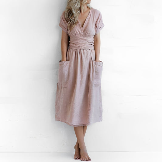 Sasha - Robe portefeuille simple avec poches