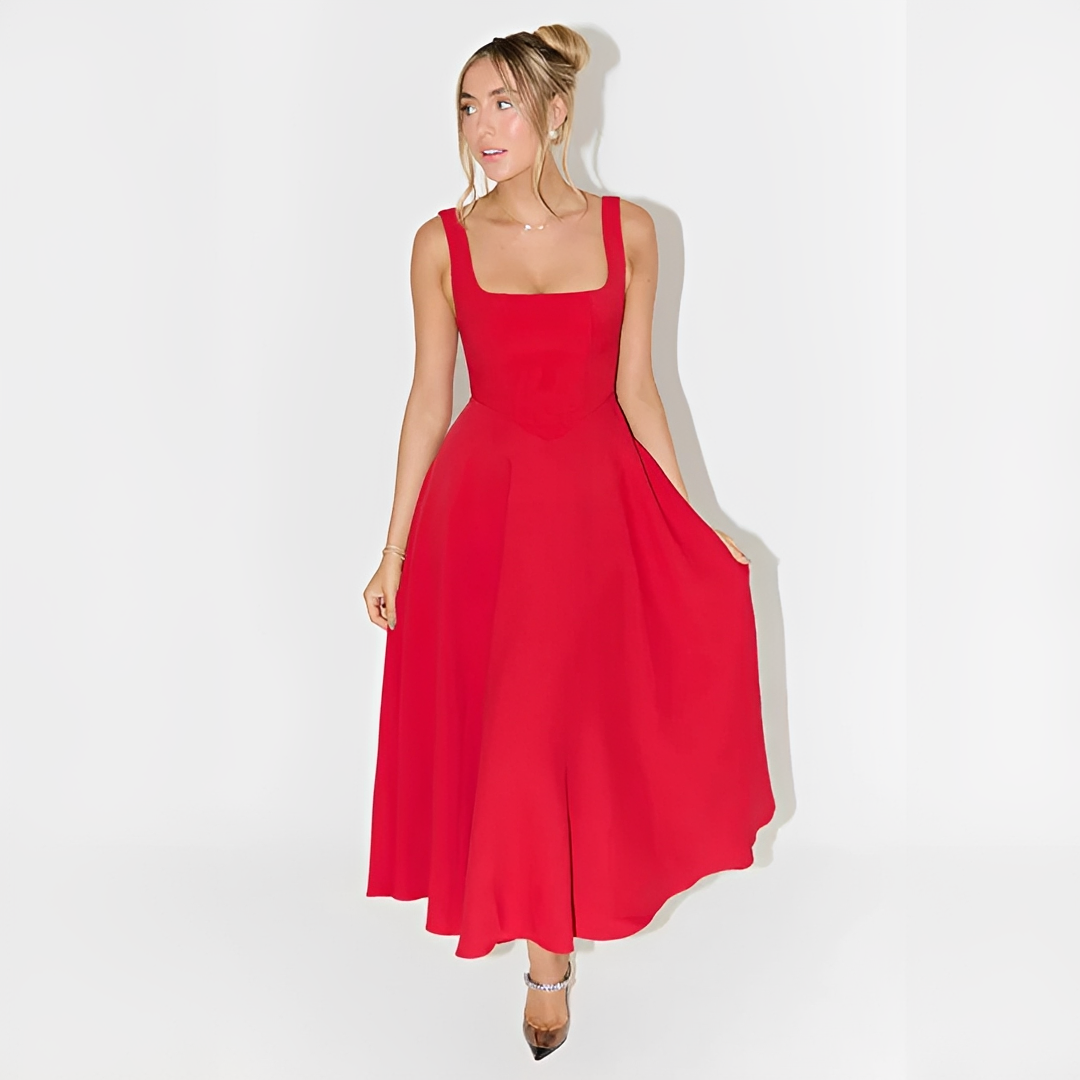 Yarabelle - Robe Midi Élégante à Bretelles