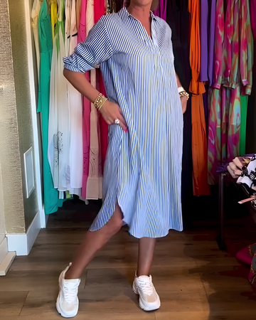 Célia - Robe Confortable à Col Revers et Décolleté en V