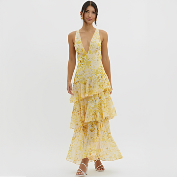Faye - Robe Fluide avec Dos Ouvert et Col V Élégante