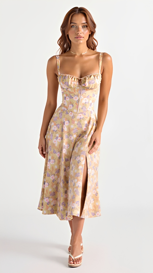 Kiana - Robe Sophistiquée et Élégante avec Fente Midi