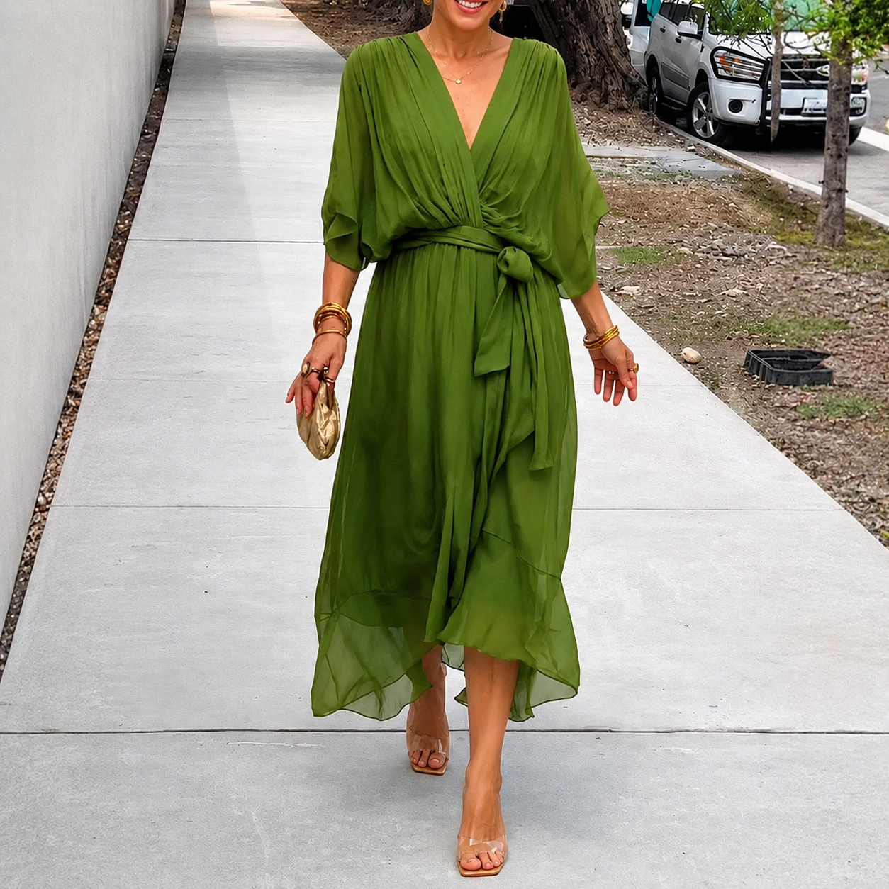 Jescah - Robe Chic avec Grandes Manches