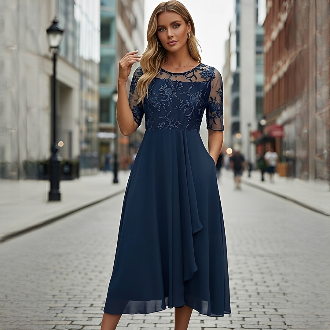 Victoria - Robe Chic avec Dentelle Ajourée