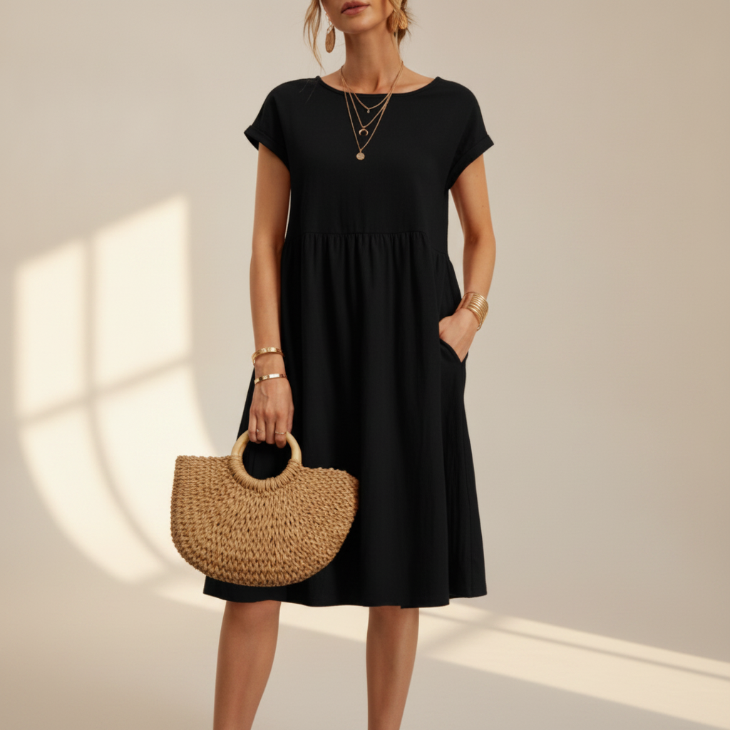 Nubia - Robe Midi Élagante à Col Rond