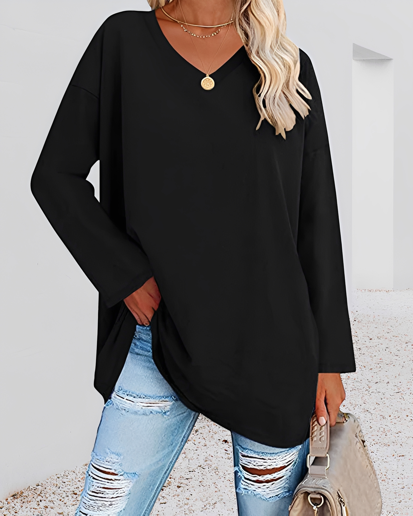 Kendra - Blouse ample à col en V élégant