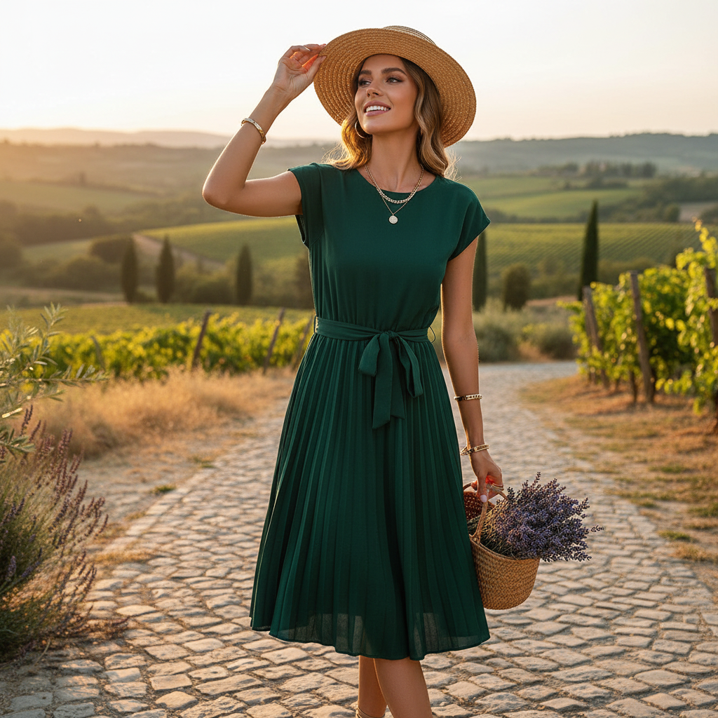 Jelica - Robe Midi Élégante à Plis