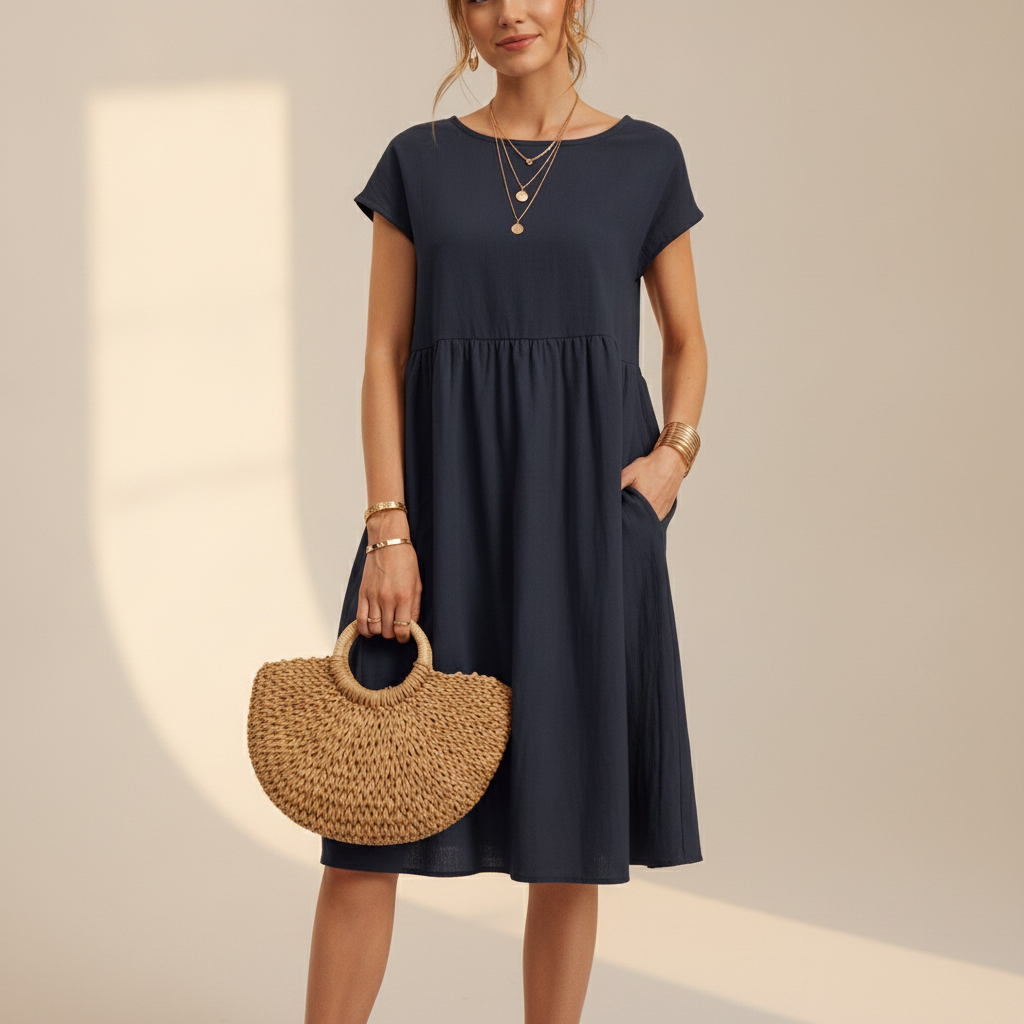 Nubia - Robe Midi Élagante à Col Rond