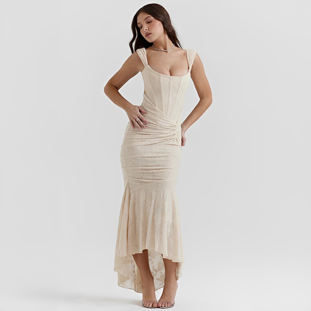 Cynthia - Robe Midi Élégante à Taille Nouée