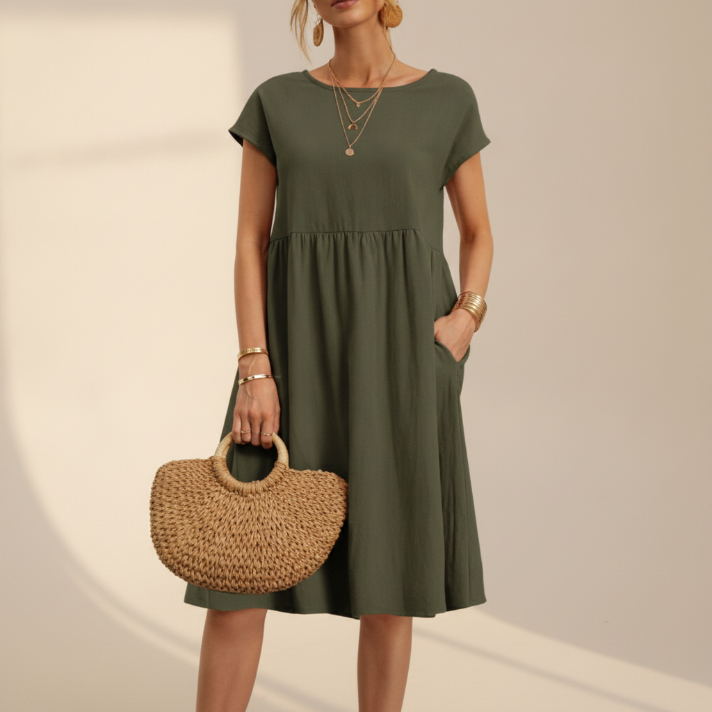 Nubia - Robe Midi Élagante à Col Rond