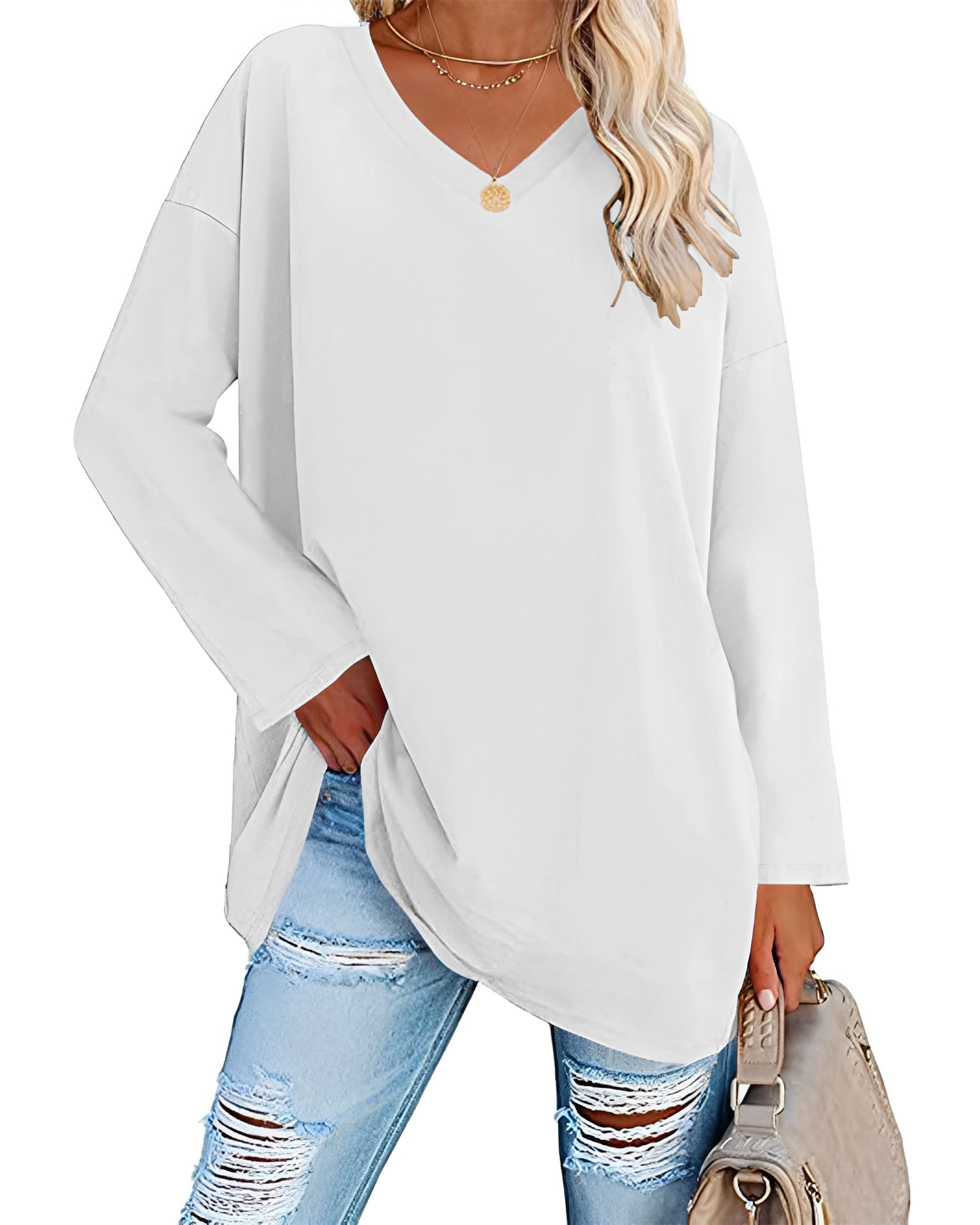 Kendra - Blouse ample à col en V élégant