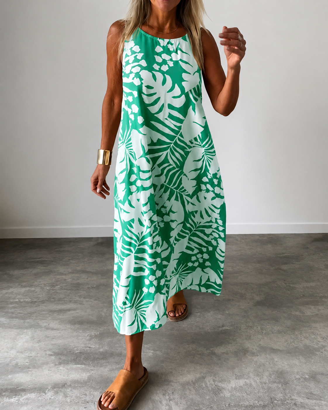Arianna - Robe Ample Sans Manches à Motifs