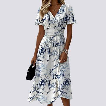 Peggy - Robe à mi-mollet avec manches courtes