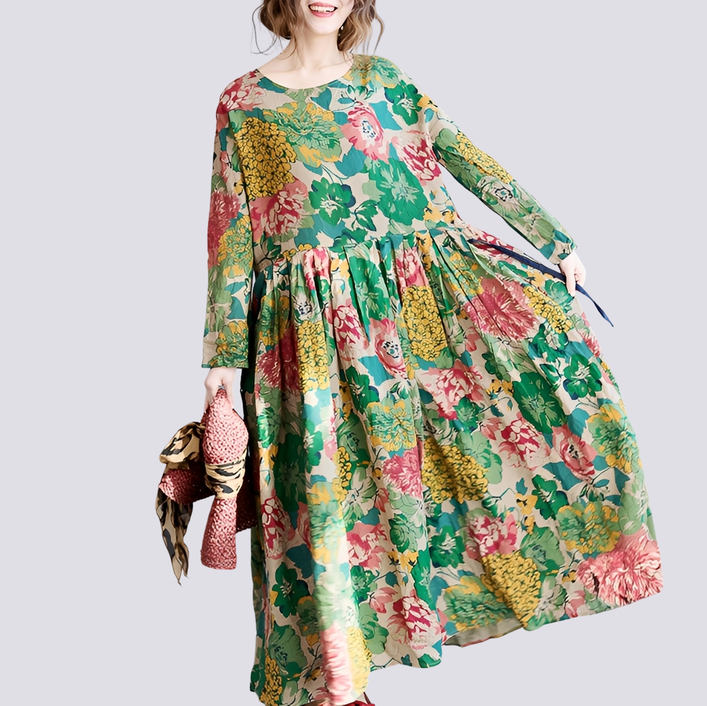 Terry - Robe longue maxi élégante avec motif floral pour femmes