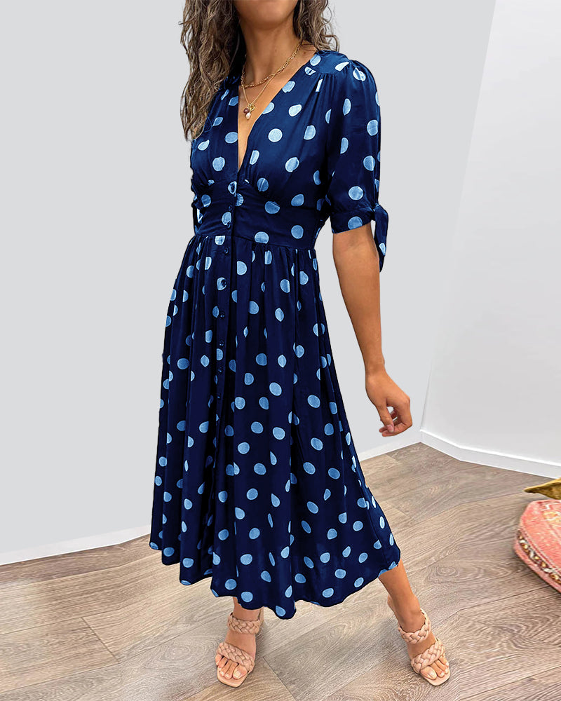 Penelope - Robe midi pour dame avec imprimé à pois