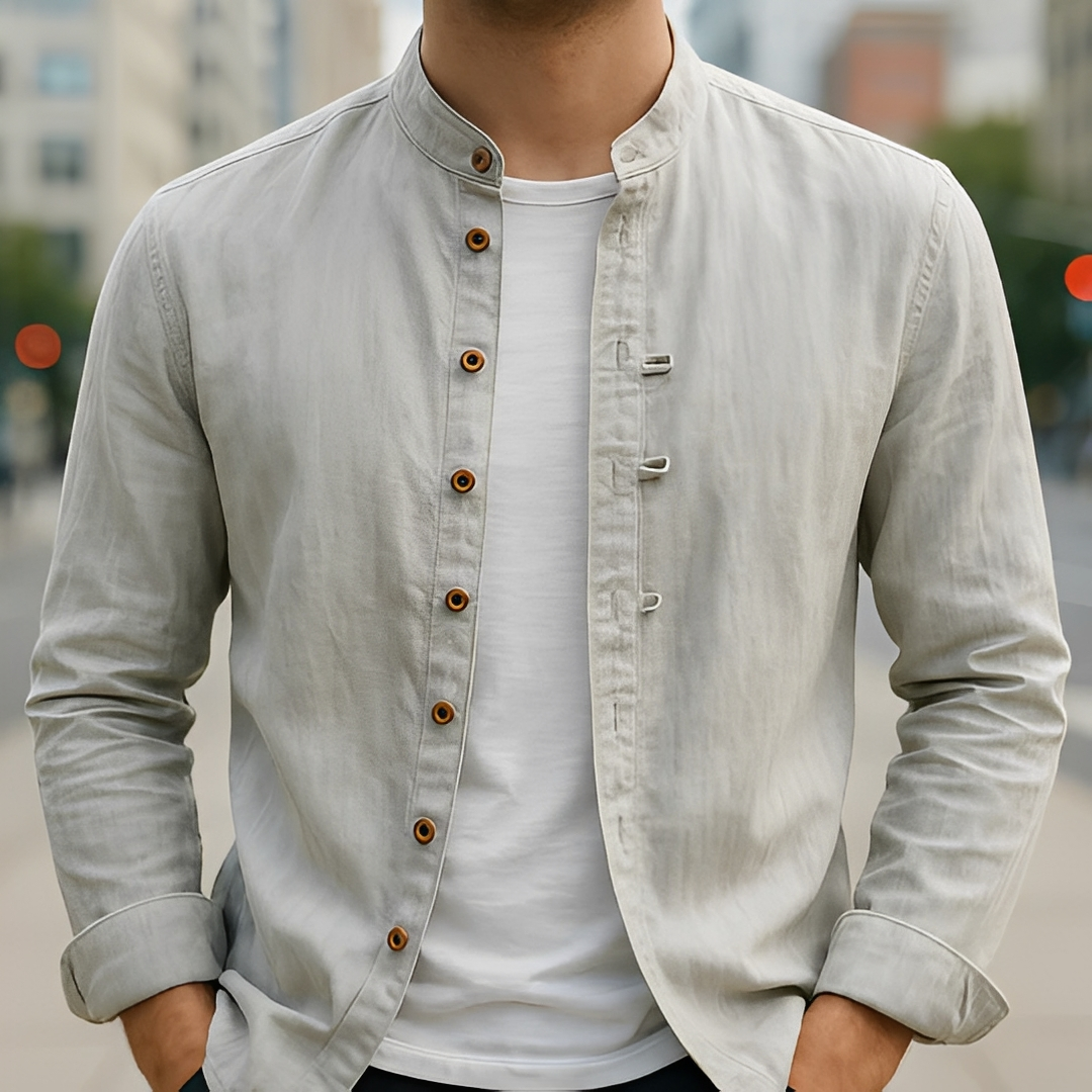 Aick - Chemise d'été tendance à manches longues pour homme