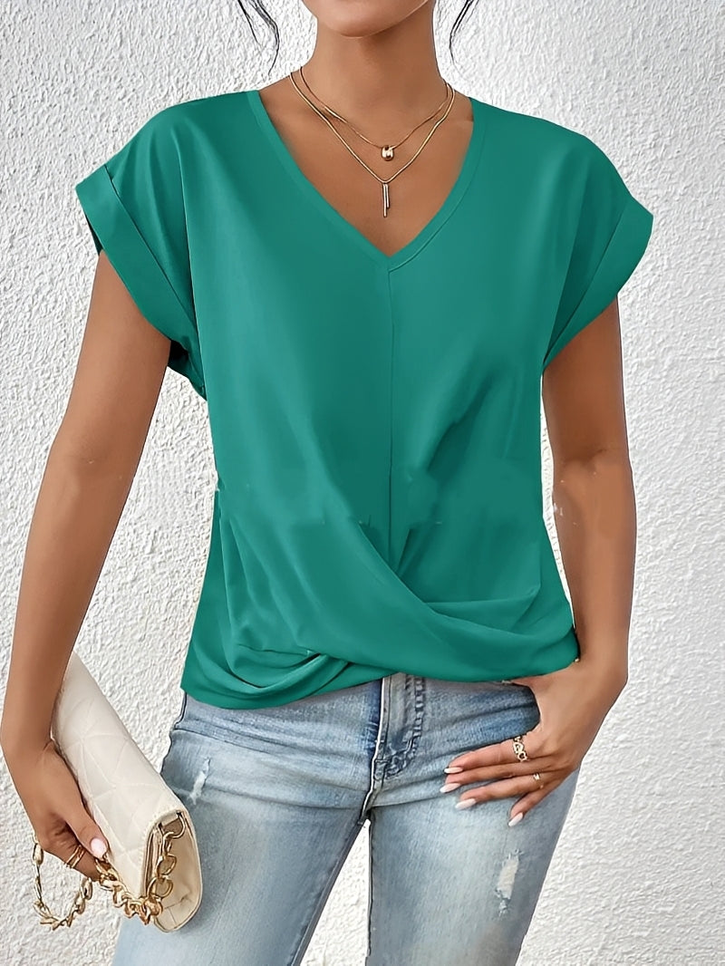 Lucie – T-shirt femme à col V – usage de tous les jours