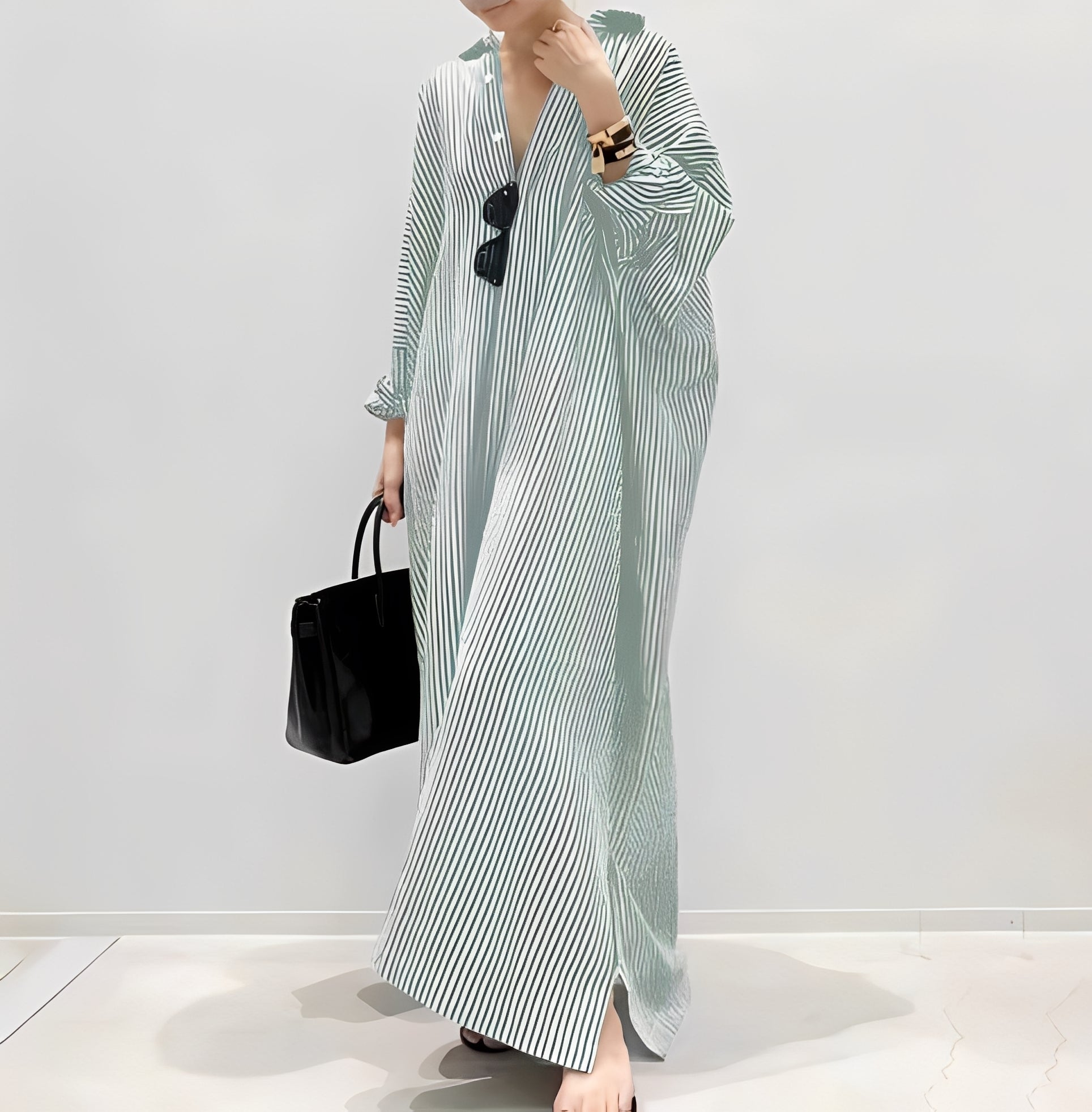 Jasmine - Chic robe chemise rayée pour femmes