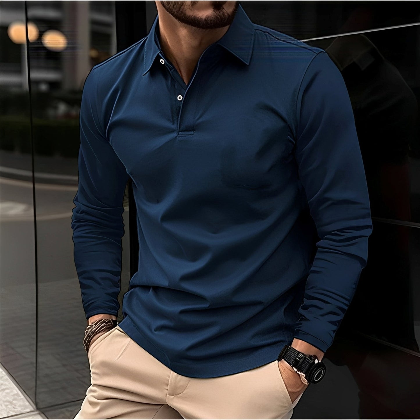 Conner – Polo homme à manches longues – Agréable et détendu