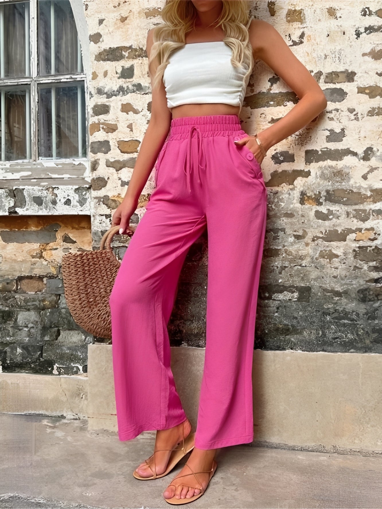 Allie - Pantalon large, chic et taille haute pour femmes