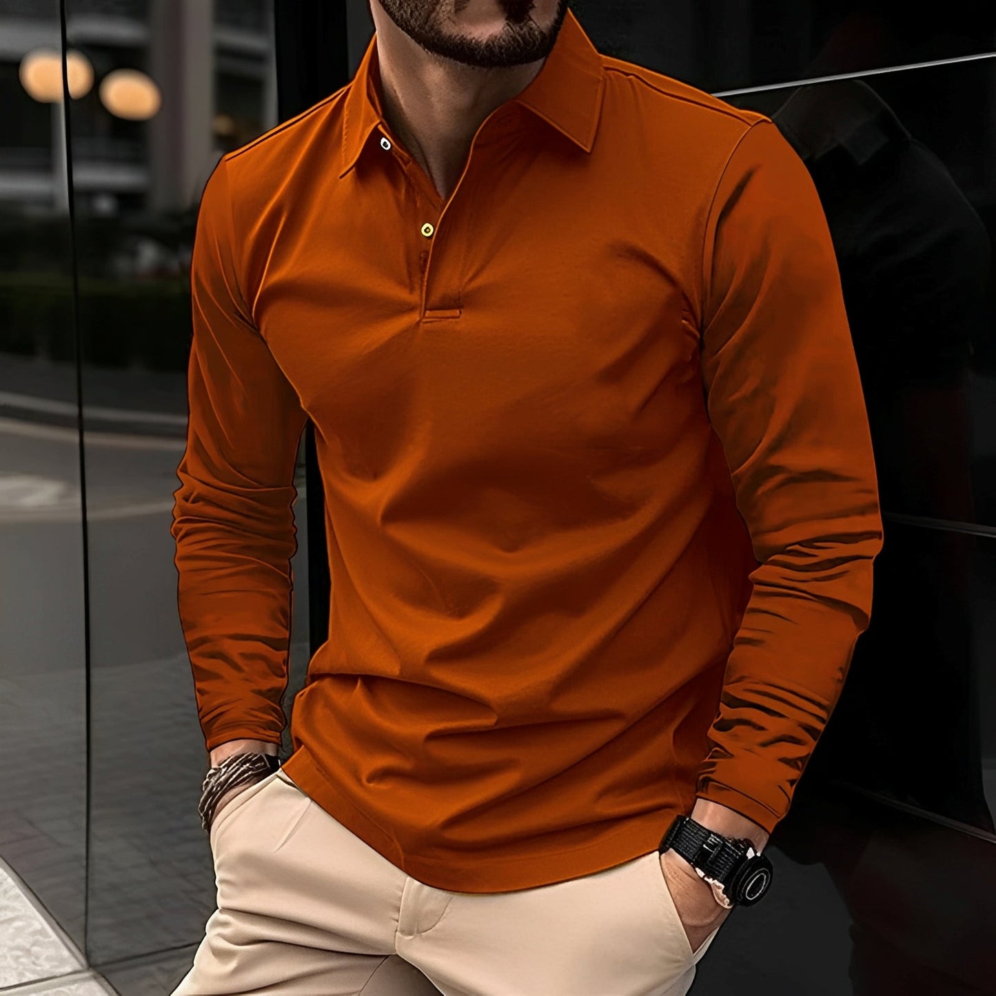 Conner – Polo homme à manches longues – Agréable et détendu