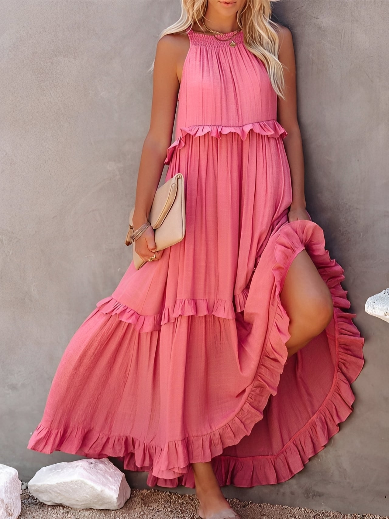 Zanna - Robe chic sans manches avec volants pour femmes